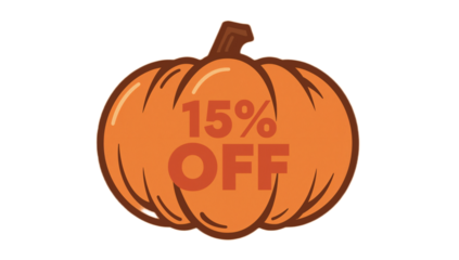 15% off Halloween Pumpkin Sale Announcement - Festive Discount Illustration