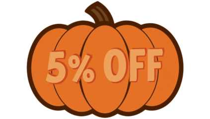 Special Fall Discount Get 5% Off Your Next Purchase with this Festive Pumpkin Graphic