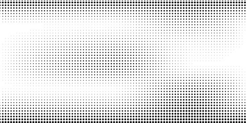 Dotted halftone gradient texture. Vanishing polka dot background. Repeating dots gradation pattern background. Black fading comic pop art overlay backdrop. Raster effect wallpaper. Vector halftone © Ridwan