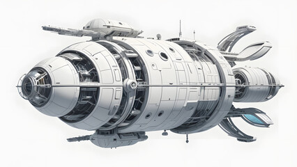 Advanced Celestial Architecture Vector Art of a Spherical Habitat with Multiple Docking Ports and Panels