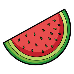 Half Watermelon Line Art