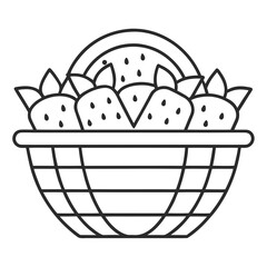 Watermelon Basket Line Art