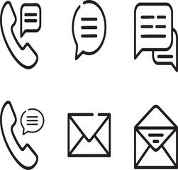 Minimalist Communication Icons Representing Phone Calls, Messages, and Emails for Contacting Support or Reaching Out for Information