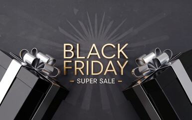 A promotional Black Friday sale banner with a dark gray background featuring a dramatic sunburst effect radiating from the center. 