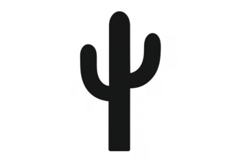 Black saguaro cactus icon desert plant silhouette