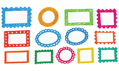  Colorful & Doodle Style Hand Drawn Frames | Sketchy Borders & Decorative Elements