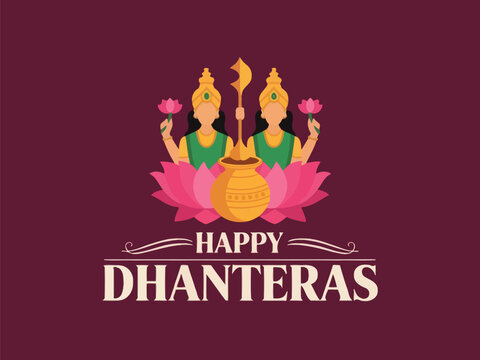 Happy Dhanteras with Goddess Lakshmi and Lord Kubera Design