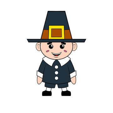 Pilgrim boy wearing traditional clothing thanksgiving clip art