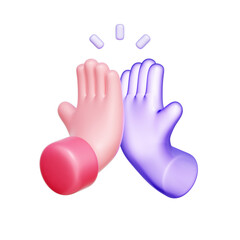 3D icon of a high five gesture For collaboration in the metaverse, virtual teamwork, online community interaction, and digital agreement.