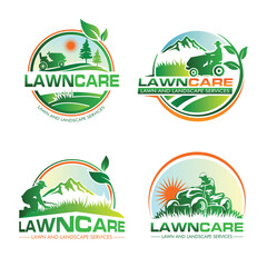 Land Care tools logo. Lawn mower logo template.