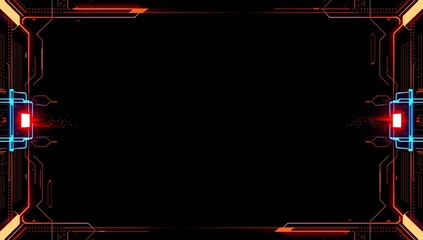 futuristic digital frame with neon lights and futuristic design elements