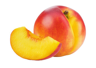 fresh nectarine fruit isolated on white background.