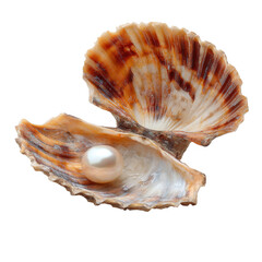 opened seashell with pearl isolated [Transparent Background PNG].