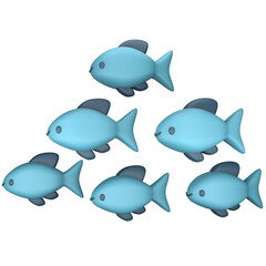 Obraz premium Fish School Clean 3D Illustration