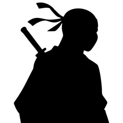 Dynamic Ninja Warrior Silhouettes with Swords