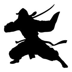 Dynamic Ninja Warrior Silhouettes with Swords