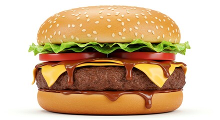 Classic cheeseburger with lettuce tomato and sauce