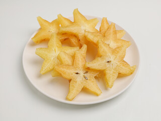 Star fruit on white background