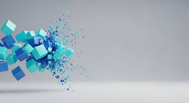 Dynamic Blue Cube Formation Rendered