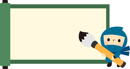 巻物と筆を持った忍者