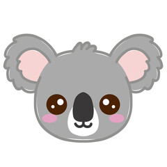 Cute kawaii koala face illustration