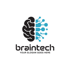 Obraz premium Modern Brain Tech Logo Design, Artificial Intelligence and Innovation Symbol, Neural Network Concept for Technology and Digital Brand