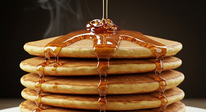 Stack of pancakes with maple syrup - Powered by Adobe