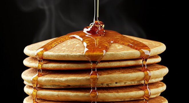Stack of pancakes with maple syrup