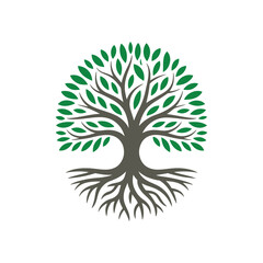 Fototapeta premium Modern Tree Logo Design, Nature and Eco Friendly Symbol, Green Environment Branding for Organic and Sustainable Business