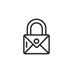 Email security lock icon isolated on white background