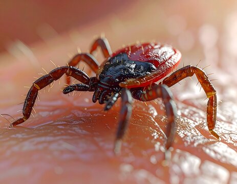 Engorged Tick on Human Skin - A Close-Up View.