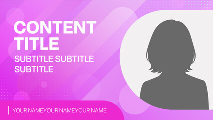 ピンクの幾何学背景、ビジネスプレゼンテンプレート｜女性シルエット入りのモダンスライド
