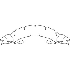 Vintage Outline Ribbon Graphic With Jagged Edges And Transparent Background Simple Elegant Design Element For Decorative Use