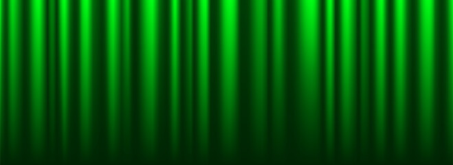 Green velvet curtain background. Closed curtains backdrop for theater stage or cinema, circus. Fabric drapery wallpaper for award, show, performance. Velvet textile room scene banner concept. Vector