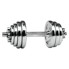 Naklejka premium Shiny chrome adjustable dumbbell for strength training and home gym workouts