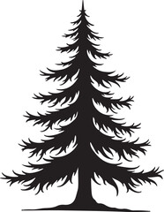 Fototapeta premium Black silhouette of a pine tree with detailed branches