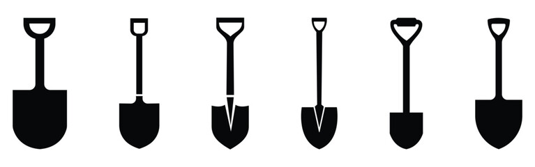 Black Shovel Vector – Gardening, Digging & Construction Tool Illustration”