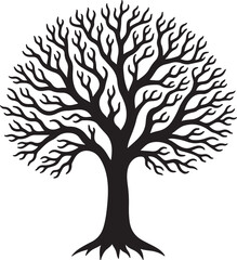 Black silhouette of a bare tree with spreading branches