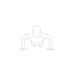 Vector art of line art illustration of a person doing a pushup