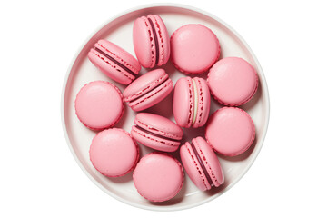 Fototapeta premium Delightful pink macarons on a plate, perfect for sweet treats concept