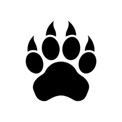 Black animal paw imprint on transparent background silhouette