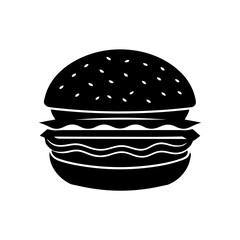 Silhouette burger image on transparent background
