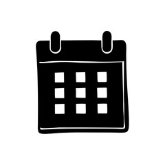 Simple calendar icon art on transparent background silhouette