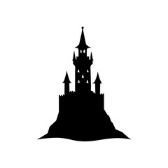 Castle dark silhouette art on transparent background