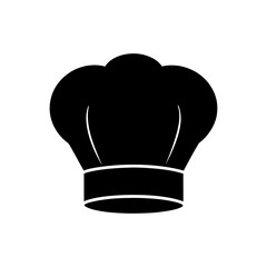 A black chef's hat icon on transparent background silhouette