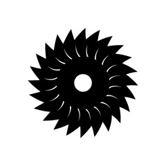 Black spiky circle shape on transparent background silhouette