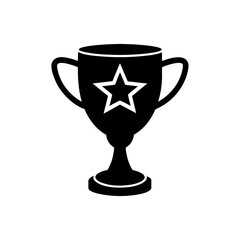 Black trophy with a star on transparent background silhouette