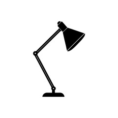 Black adjustable desk lamp on transparent background silhouette