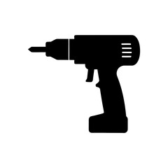 Silhouette of a drill tool on transparent background