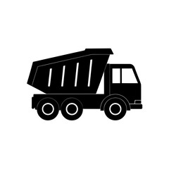 Silhouette of a dump truck on transparent background
